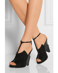 Jimmy Choo Kascade Suede And Patent Leather Wedge Sandals