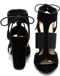 Liliana Unstoppable Stunner Black Suede High Heel Sandals