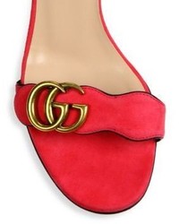 Gucci Marmont Suede Block Heel Sandals