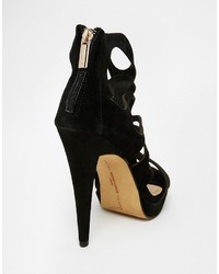 Forever Unique Martini Caged Suede Heeled Sandals