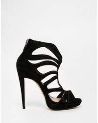 Forever Unique Martini Caged Suede Heeled Sandals