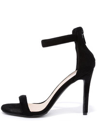 Meet Your Match Black Suede Ankle Strap Heels