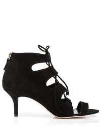 Delman Sandals Tryst Suede Lace Up Mid Heel