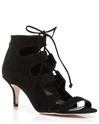 Delman Sandals Tryst Suede Lace Up Mid Heel
