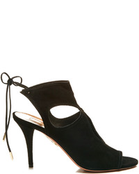 Aquazzura Sexy Thing Lace Up Suede Sandals In Black