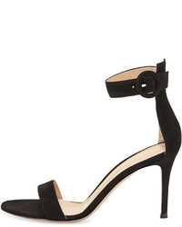 Gianvito Rossi Suede Ankle Strap Simple Sandal