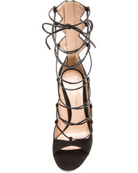 Gianvito Rossi Suede Lace Up Heels In Black