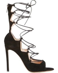 Gianvito Rossi Suede Lace Up Sandals