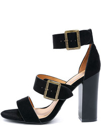 Bamboo To The Top Black Suede High Heel Sandals