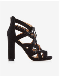 Express Whipstitch Lace Up Heeled Sandals