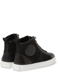 McQ Alexander Ueen Chris Leather And Suede High Top Sneakers
