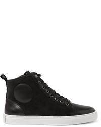 McQ Alexander Ueen Chris Leather And Suede High Top Sneakers