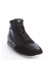 Tod's Black Leather And Suede High Top Sneakers