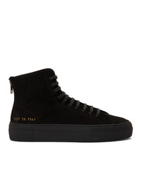 Woman by Common Projects Black Shearling Tournat High Sneakers
