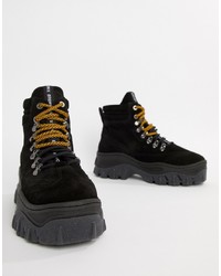 Bronx Black Suede Chunky Hightop Trainers