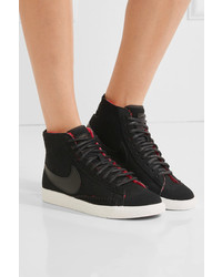 Nike Blazer Mid Suede And Shearling High Top Sneakers Black