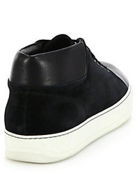 Lanvin Classic Leather Suede High Top Sneakers