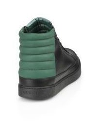 Gucci Leather Suede Lizard High Top Sneakers