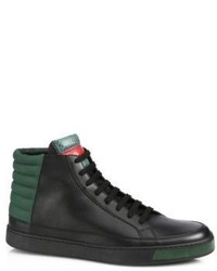 Gucci Leather Suede Lizard High Top Sneakers