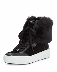 MICHAEL Michael Kors Michl Michl Kors Poppy Faux Fur High Top Sneaker Black
