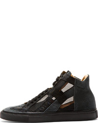 Maison Martin Margiela Mm6 Black Pebbled Trim High Top Sneakers