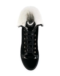 Lanvin Shearling Lined Mid Top Sneakers
