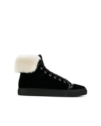 Lanvin Shearling Lined Mid Top Sneakers