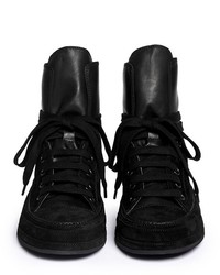 Ann Demeulemeester Suede Mix Leather High Top Sneakers