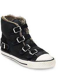 Ash Virginy Shearling Lined Leather Suede High Top Sneakers