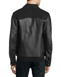 CNC Costume National Costume National Kaban Snap Front Leather Jacket Black