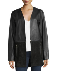 J Brand Emory Open Front Zip Off Leather Suede Jacket