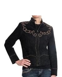 Scully Embroidered Cross Jacket Suede Black