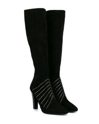 Saint Laurent Black Lily 95 Suede Knee Boots