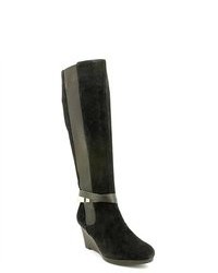 Calvin Klein Lucia Black Suede Fashion Knee High Boots Uk 4