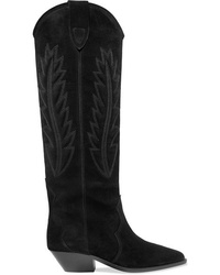 Isabel Marant Denzy Embroidered Suede Knee Boots