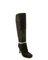 Ivanka Trump Vita Black Suede Fashion Knee High Boots