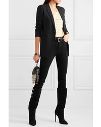 Balmain Jane Button Embellished Suede Knee Boots