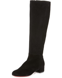 Christian Louboutin Lili Suede 30mm Red Sole Knee Boot Black