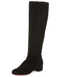 Christian Louboutin Lili Suede 30mm Red Sole Knee Boot Black