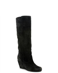 Luxury Rebel Effie Black Suede Fashion Knee High Boots Uk 65