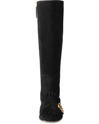 Gucci Marmont Suede 25mm Knee Boot Black
