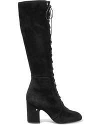 Laurence Dacade Mina Lace Up Suede Knee Boots Black