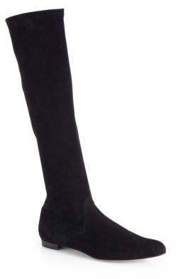 stretch suede knee high boots