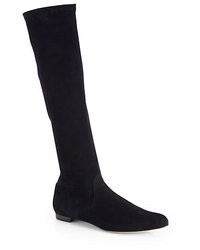 Manolo Blahnik Pasclare Stretch Suede Knee High Boots