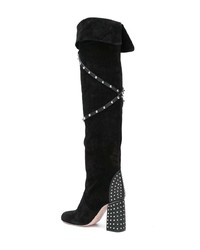 RED Valentino Red Studded Knee Length Boots