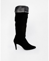 Shoesissima Barclay Suede Knee High Heeled Boots Available From Uk 8 12 Black