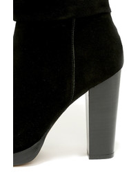 Report Signature Lannister Black Suede Leather Knee High Boots