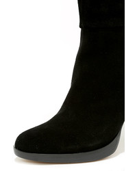 Report Signature Lannister Black Suede Leather Knee High Boots