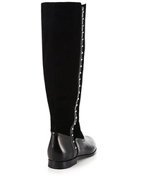 Alexander McQueen Studded Leather Suede Knee High Boots