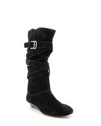 White Mountain Bully Black Suede Fashion Knee High Boots